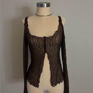 Elegant Brown Sheer Blouse